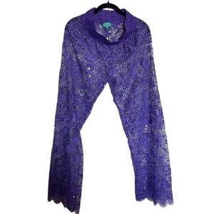 Antica Sartoria Purple Lace Pants Swim coverup – Boho Resort Style, NWOT